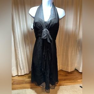 Amsale silk chiffon halter dress in black Size 2